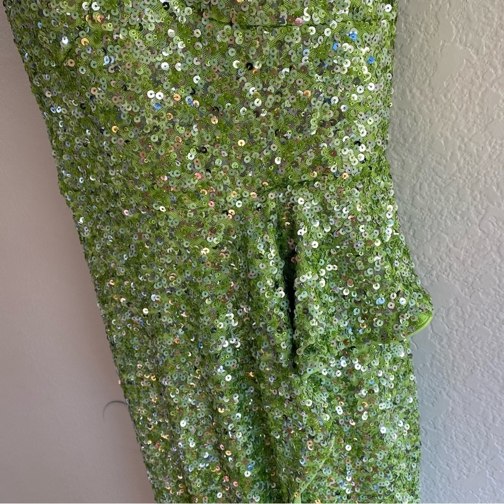 Dress The Population Kai Strapless Sequin Gown Dress Size S Lime Green New - Picture 2 of 15